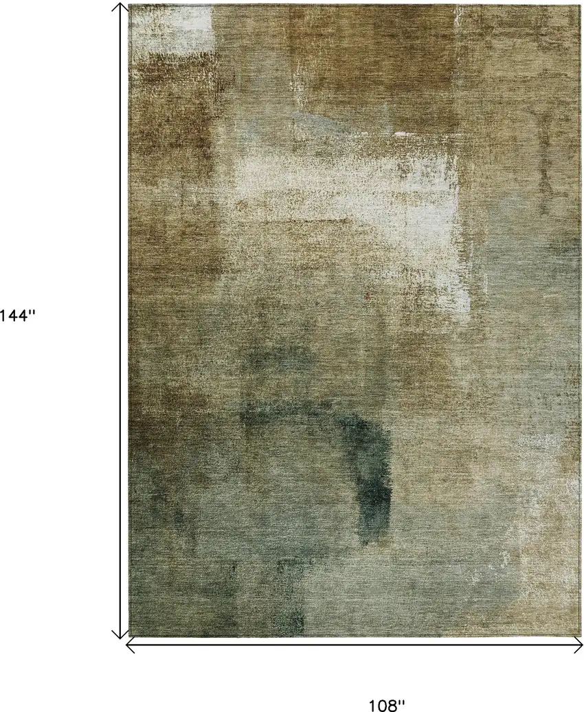 Brown Beige And Ivory Abstract Washable Indoor Outdoor Area Rug Photo 3