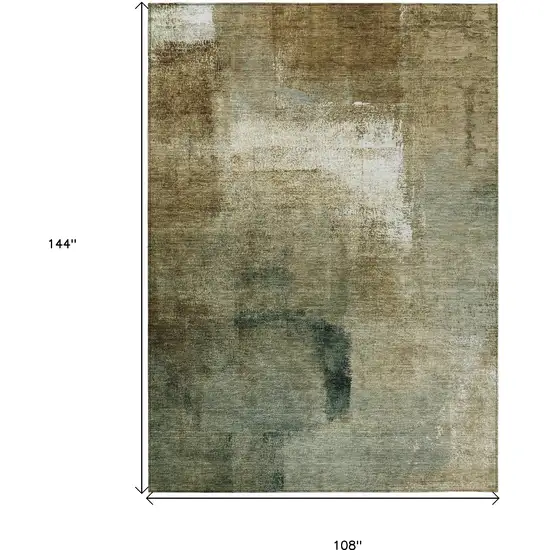 Brown Beige And Ivory Abstract Washable Indoor Outdoor Area Rug Photo 3