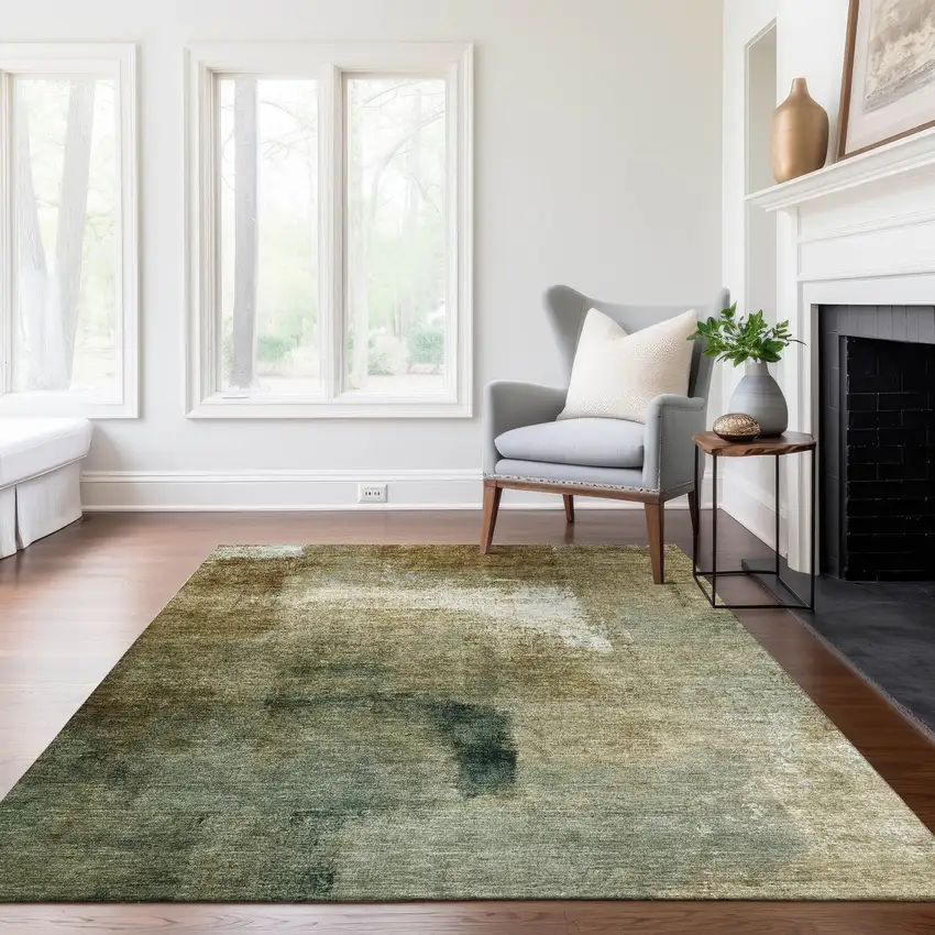 Brown Beige And Ivory Abstract Washable Indoor Outdoor Area Rug Photo 9