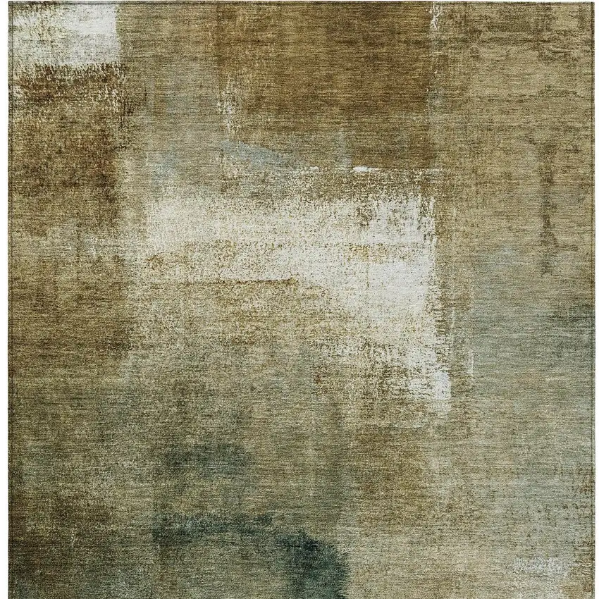 Brown Beige And Ivory Abstract Washable Indoor Outdoor Area Rug Photo 7