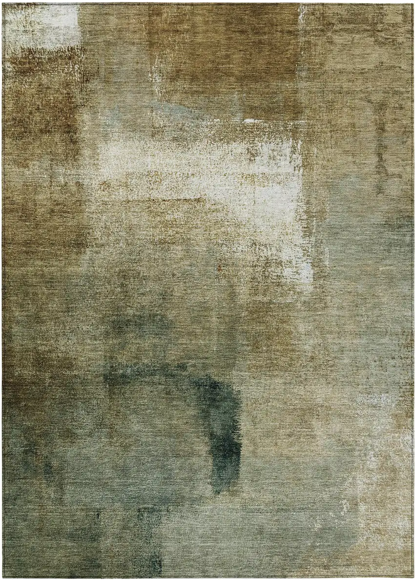 Brown Beige And Ivory Abstract Washable Indoor Outdoor Area Rug Photo 2