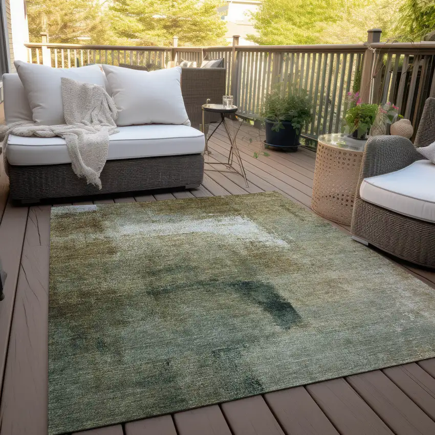 Brown Beige And Ivory Abstract Washable Indoor Outdoor Area Rug Photo 8