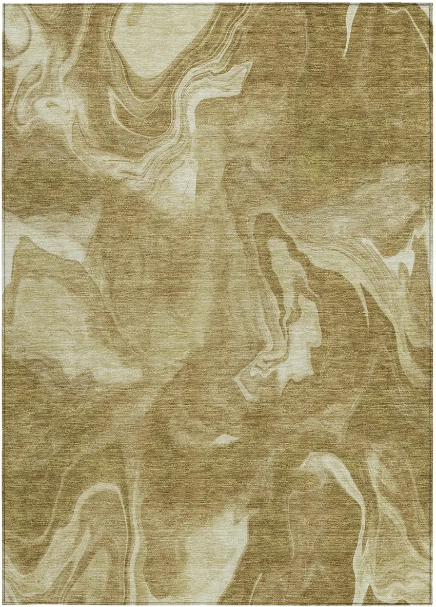 Brown Beige And Ivory Abstract Washable Indoor Outdoor Area Rug Photo 7