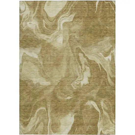 Brown Beige And Ivory Abstract Washable Indoor Outdoor Area Rug Photo 7