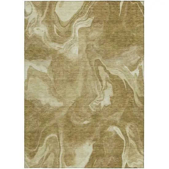 Brown Beige And Ivory Abstract Washable Indoor Outdoor Area Rug Photo 7