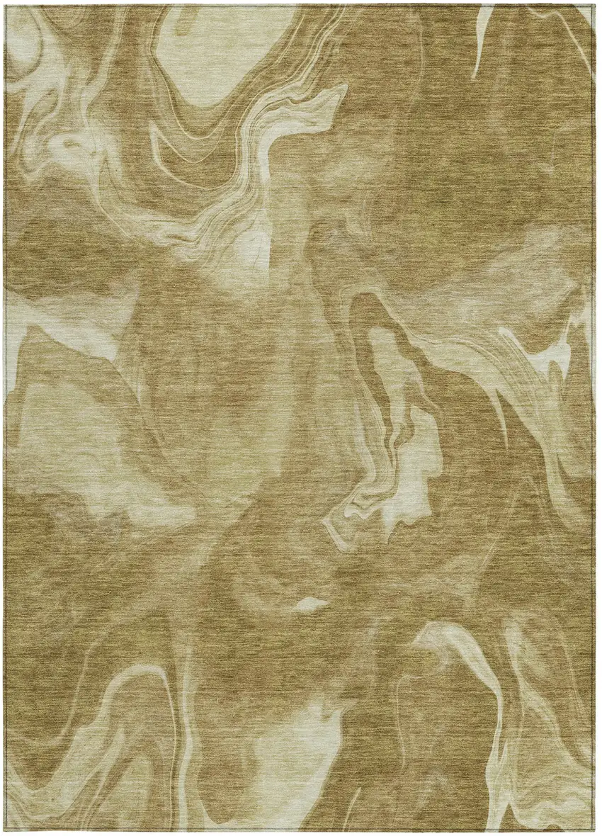 Brown Beige And Ivory Abstract Washable Indoor Outdoor Area Rug Photo 7