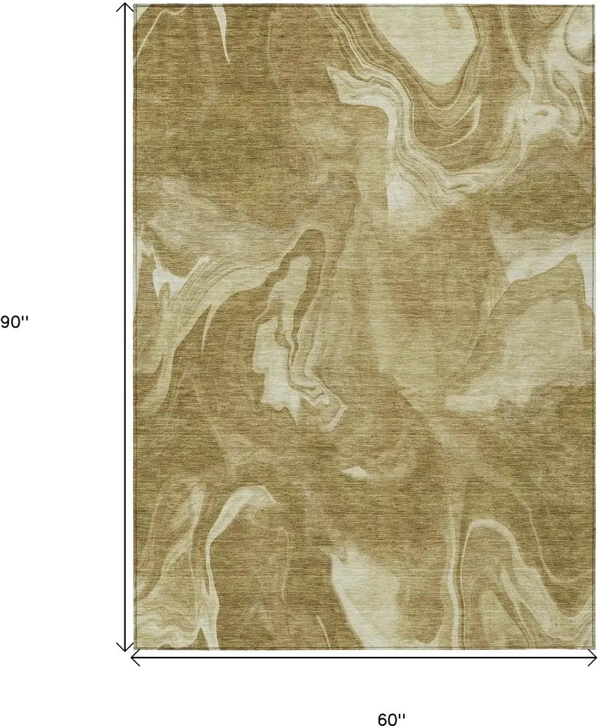 Brown Beige And Ivory Abstract Washable Indoor Outdoor Area Rug Photo 3