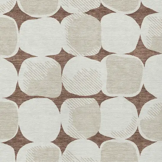 Brown Beige And Ivory Abstract Washable Indoor Outdoor Area Rug Photo 6
