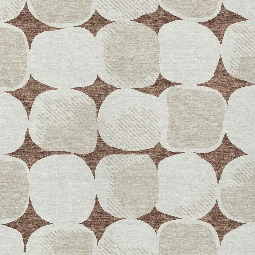 Brown Beige And Ivory Abstract Washable Indoor Outdoor Area Rug Photo 6