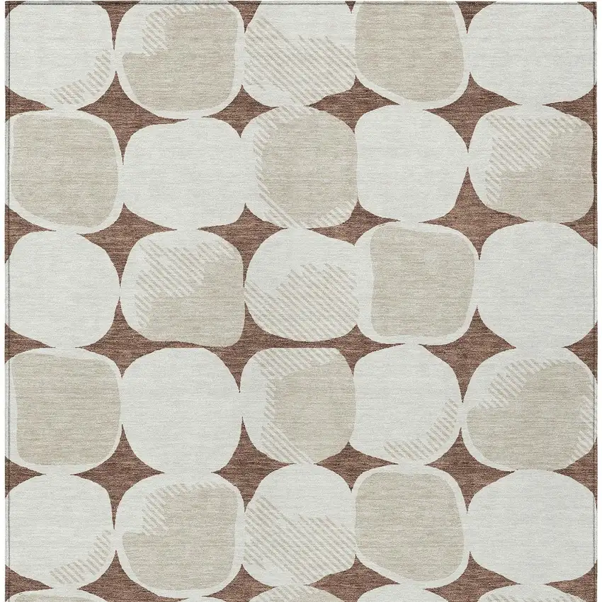 Brown Beige And Ivory Abstract Washable Indoor Outdoor Area Rug Photo 8