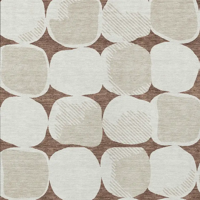 Brown Beige And Ivory Abstract Washable Indoor Outdoor Area Rug Photo 6