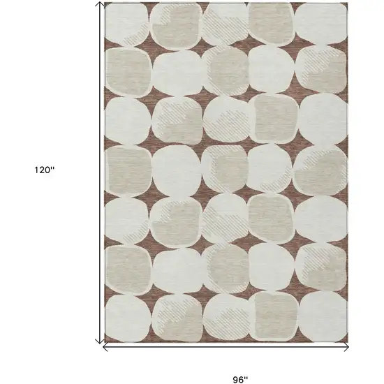 Brown Beige And Ivory Abstract Washable Indoor Outdoor Area Rug Photo 3