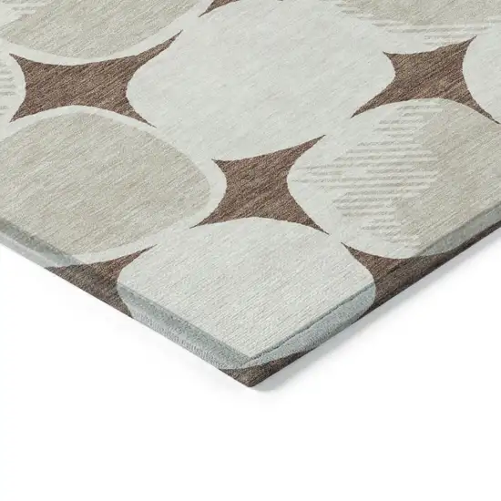 Brown Beige And Ivory Abstract Washable Indoor Outdoor Area Rug Photo 5