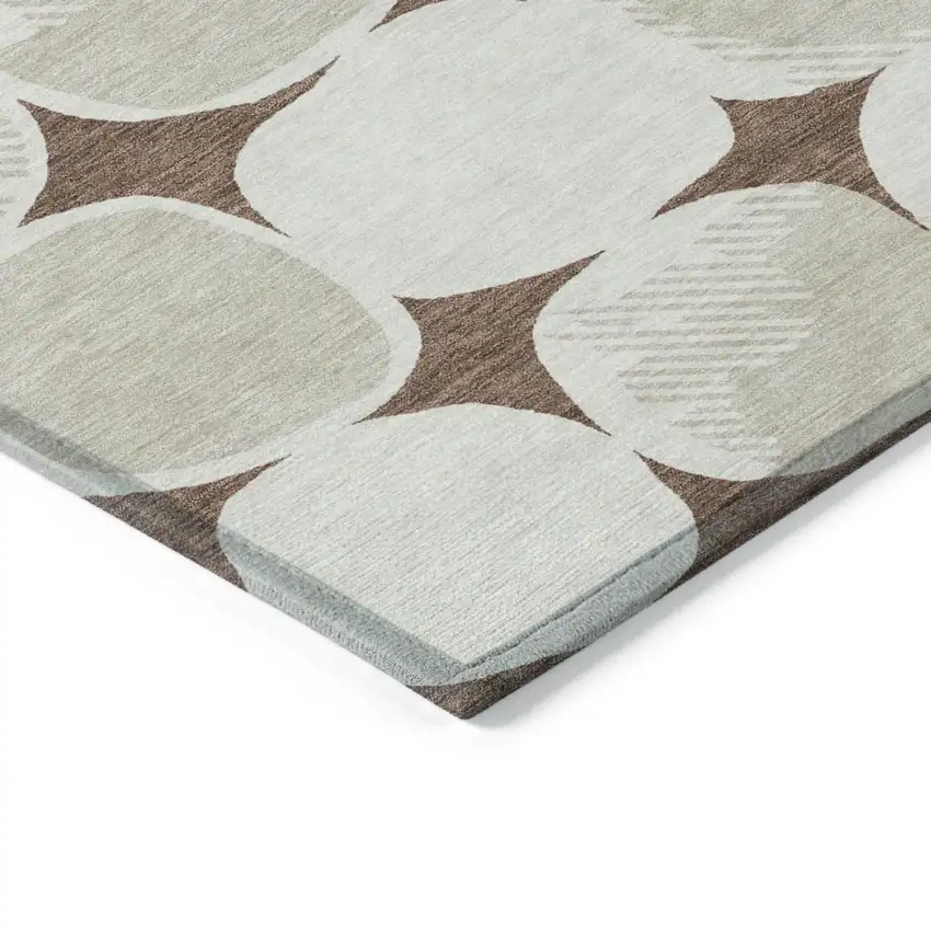 Brown Beige And Ivory Abstract Washable Indoor Outdoor Area Rug Photo 5
