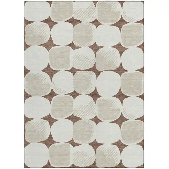 Brown Beige And Ivory Abstract Washable Indoor Outdoor Area Rug Photo 7