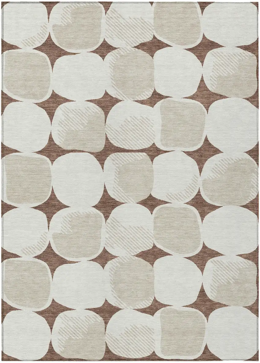 Brown Beige And Ivory Abstract Washable Indoor Outdoor Area Rug Photo 2