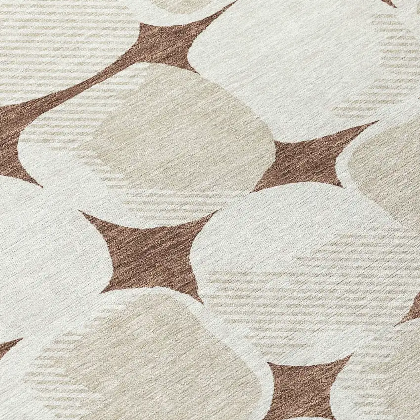 Brown Beige And Ivory Abstract Washable Indoor Outdoor Area Rug Photo 6