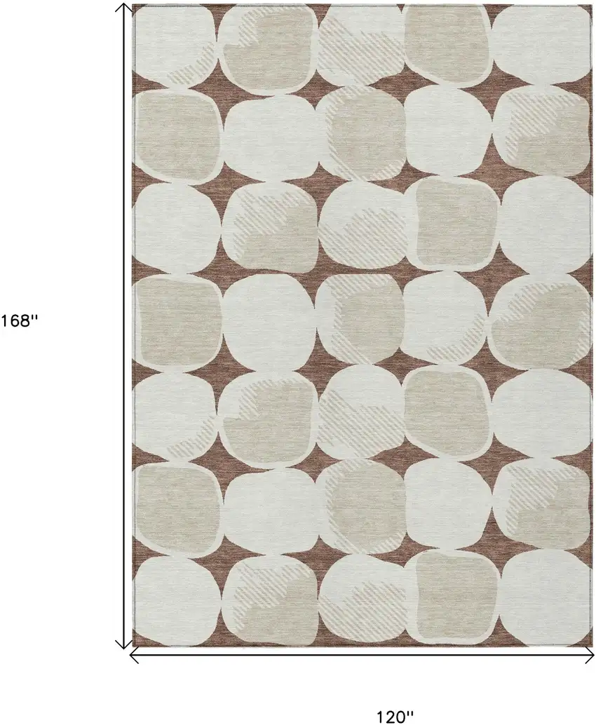 Brown Beige And Ivory Abstract Washable Indoor Outdoor Area Rug Photo 3