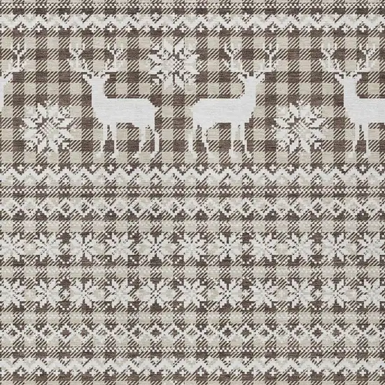 Brown Beige And Ivory Animal Print Washable Indoor Outdoor Area Rug Photo 4