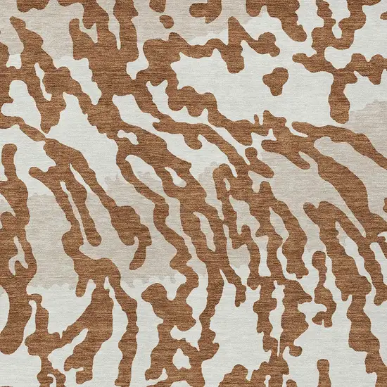 Brown Beige And Ivory Animal Print Washable Indoor Outdoor Area Rug Photo 6