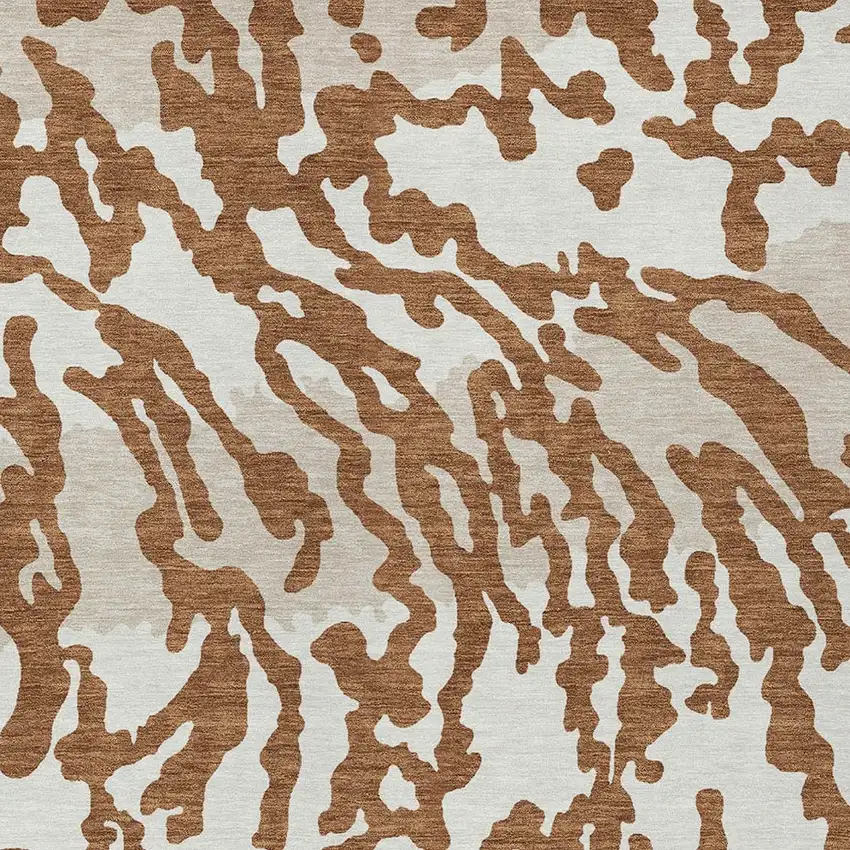 Brown Beige And Ivory Animal Print Washable Indoor Outdoor Area Rug Photo 6