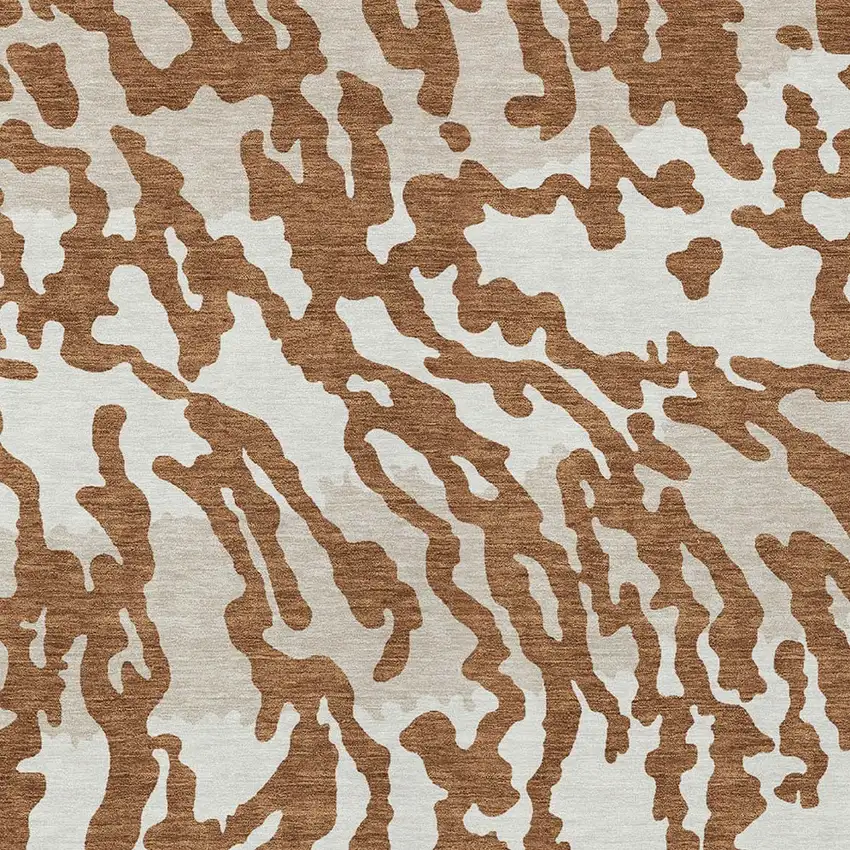 Brown Beige And Ivory Animal Print Washable Indoor Outdoor Area Rug Photo 6