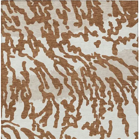 Brown Beige And Ivory Animal Print Washable Indoor Outdoor Area Rug Photo 7