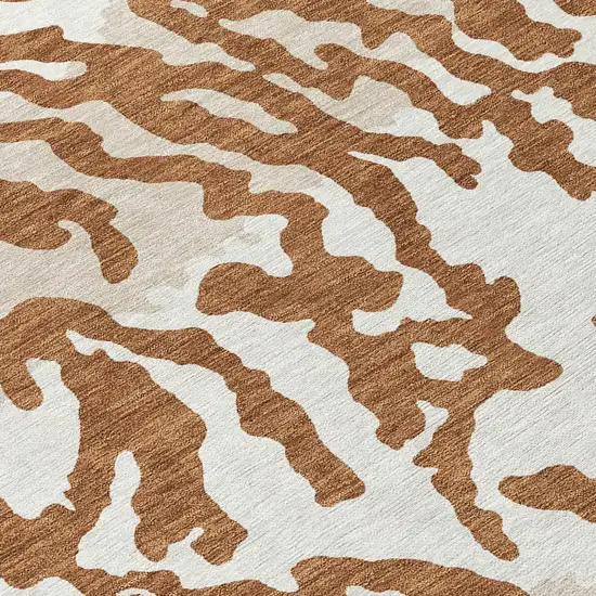 Brown Beige And Ivory Animal Print Washable Indoor Outdoor Area Rug Photo 8