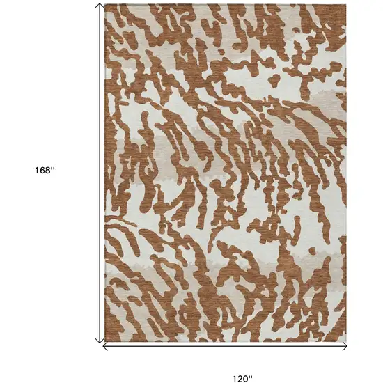 Brown Beige And Ivory Animal Print Washable Indoor Outdoor Area Rug Photo 3