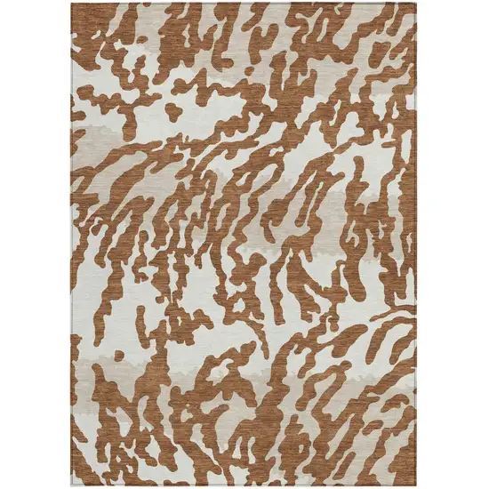 Brown Beige And Ivory Animal Print Washable Indoor Outdoor Area Rug Photo 7