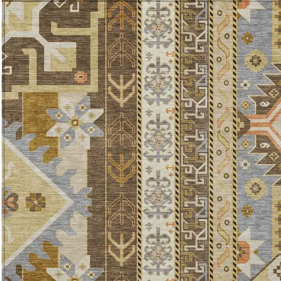 Brown Beige And Ivory Aztec Washable Indoor Outdoor Area Rug Photo 5