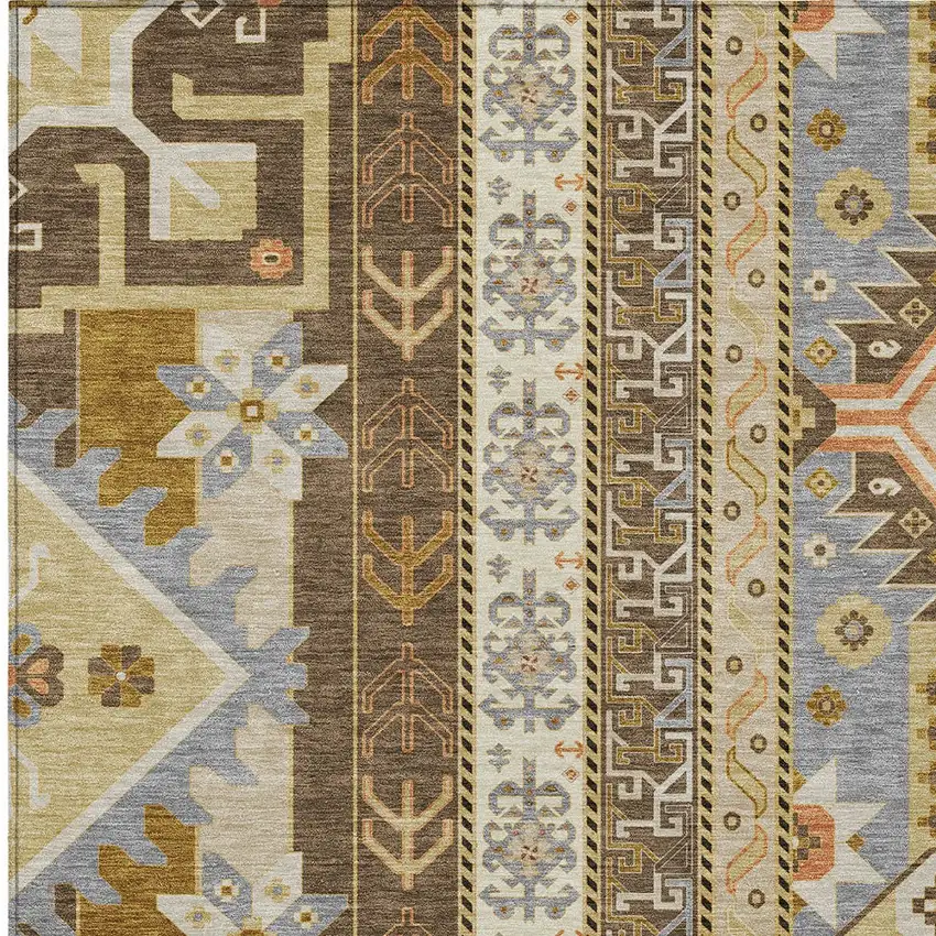 Brown Beige And Ivory Aztec Washable Indoor Outdoor Area Rug Photo 5