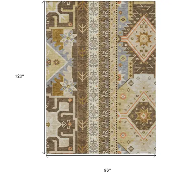 Brown Beige And Ivory Aztec Washable Indoor Outdoor Area Rug Photo 3
