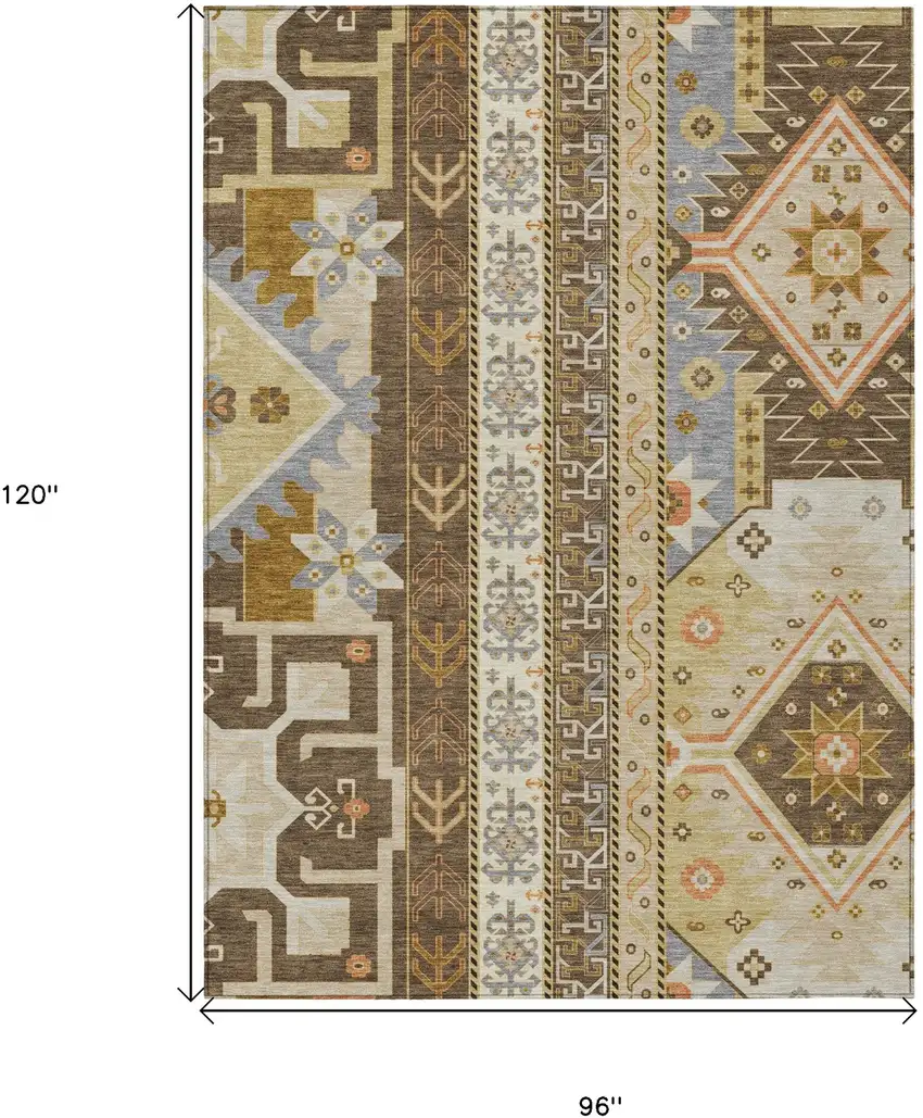 Brown Beige And Ivory Aztec Washable Indoor Outdoor Area Rug Photo 3