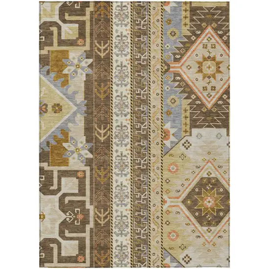 Brown Beige And Ivory Aztec Washable Indoor Outdoor Area Rug Photo 2