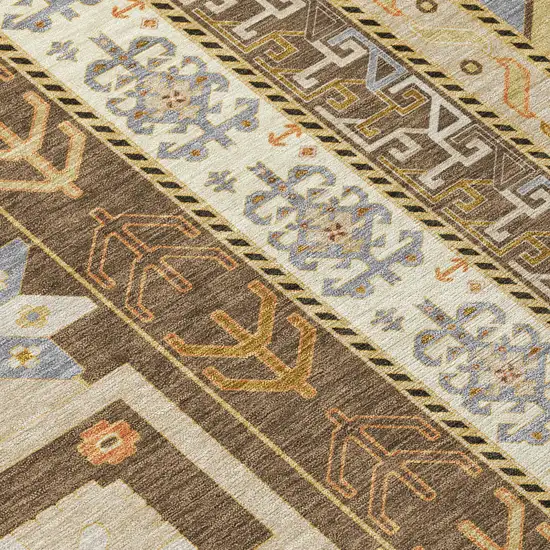 Brown Beige And Ivory Aztec Washable Indoor Outdoor Area Rug Photo 6
