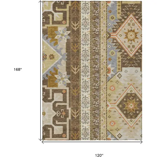 Brown Beige And Ivory Aztec Washable Indoor Outdoor Area Rug Photo 3