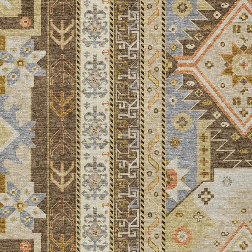 Brown Beige And Ivory Aztec Washable Indoor Outdoor Area Rug Photo 5