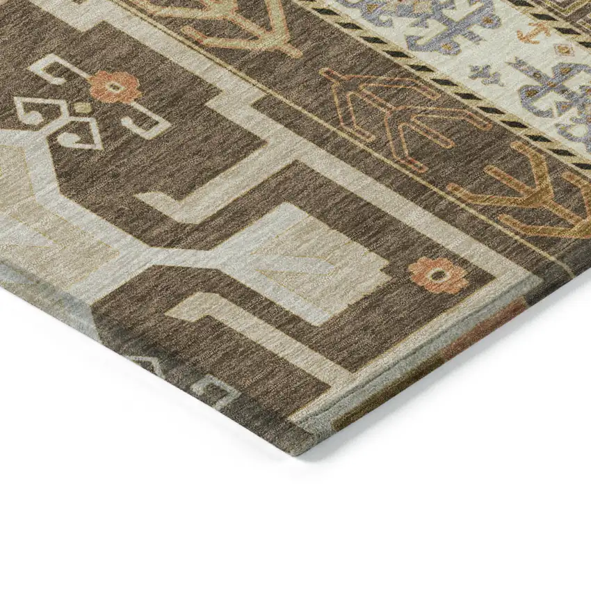Brown Beige And Ivory Aztec Washable Indoor Outdoor Area Rug Photo 4