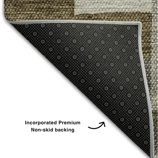 Brown Beige And Ivory Geometric Washable Area Rug With UV Protection Photo 6