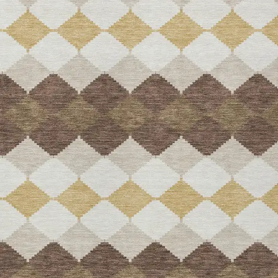 Brown Beige And Ivory Geometric Washable Indoor Outdoor Area Rug Photo 5