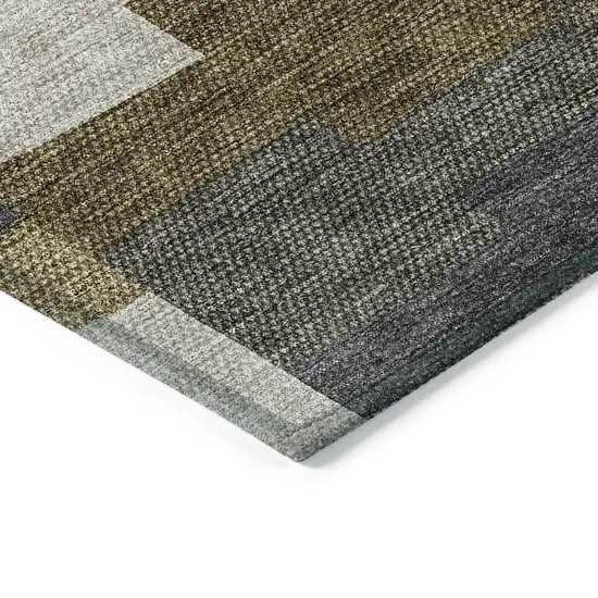 Brown Beige And Ivory Geometric Washable Indoor Outdoor Area Rug Photo 2