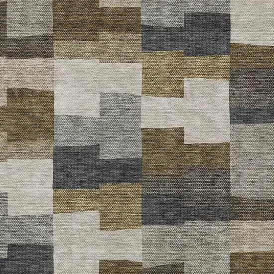 Brown Beige And Ivory Geometric Washable Indoor Outdoor Area Rug Photo 5