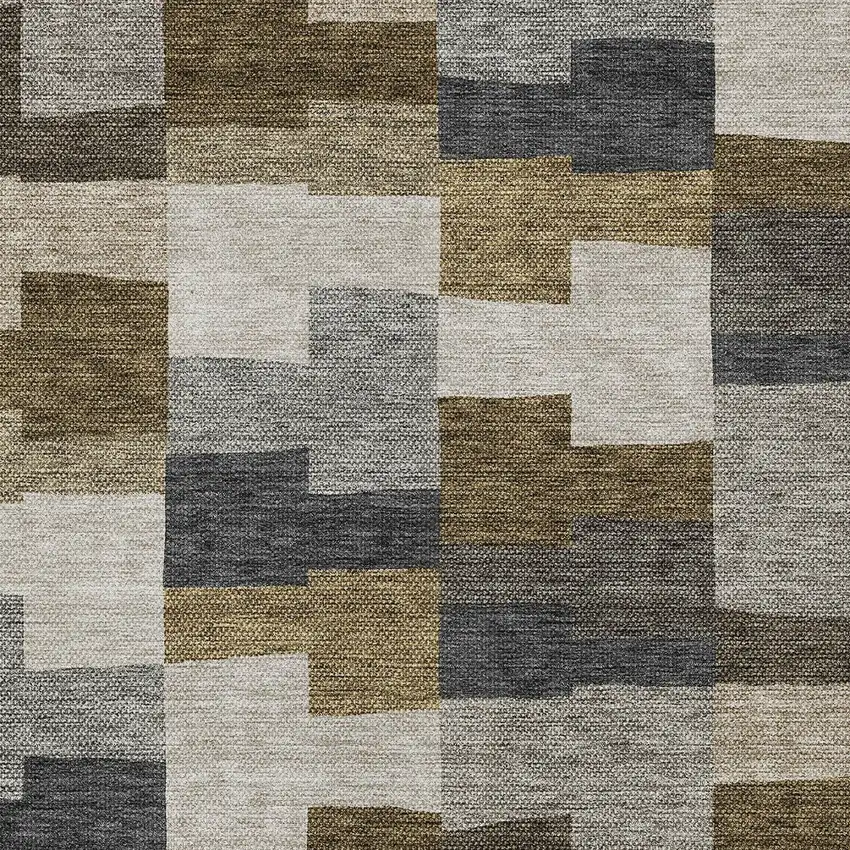 Brown Beige And Ivory Geometric Washable Indoor Outdoor Area Rug Photo 5