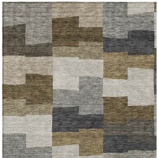 Brown Beige And Ivory Geometric Washable Indoor Outdoor Area Rug Photo 5