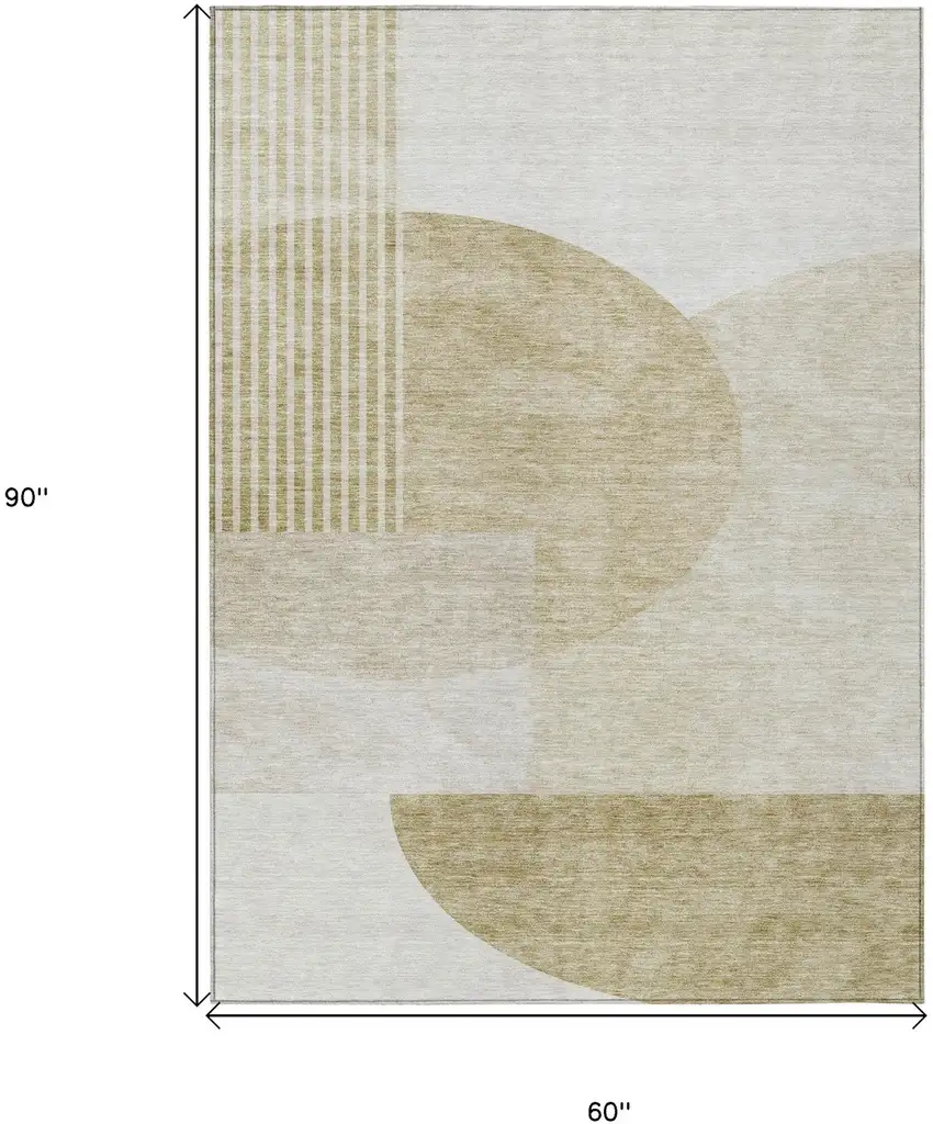 Brown Beige And Ivory Geometric Washable Indoor Outdoor Area Rug Photo 3