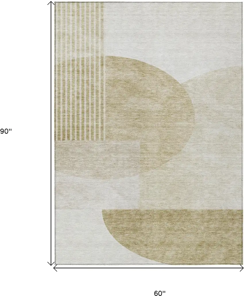 Brown Beige And Ivory Geometric Washable Indoor Outdoor Area Rug Photo 3