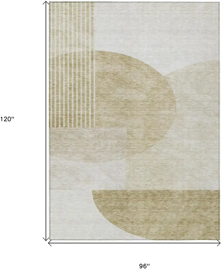 Brown Beige And Ivory Geometric Washable Indoor Outdoor Area Rug Photo 3