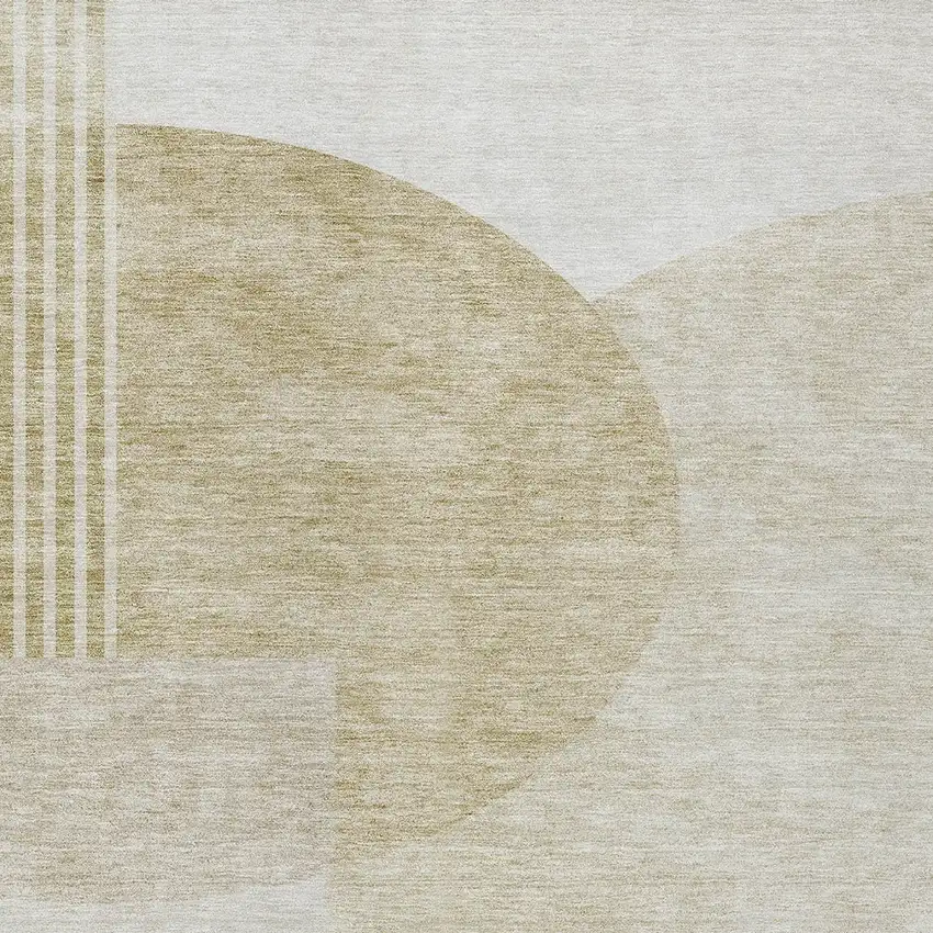 Brown Beige And Ivory Geometric Washable Indoor Outdoor Area Rug Photo 6