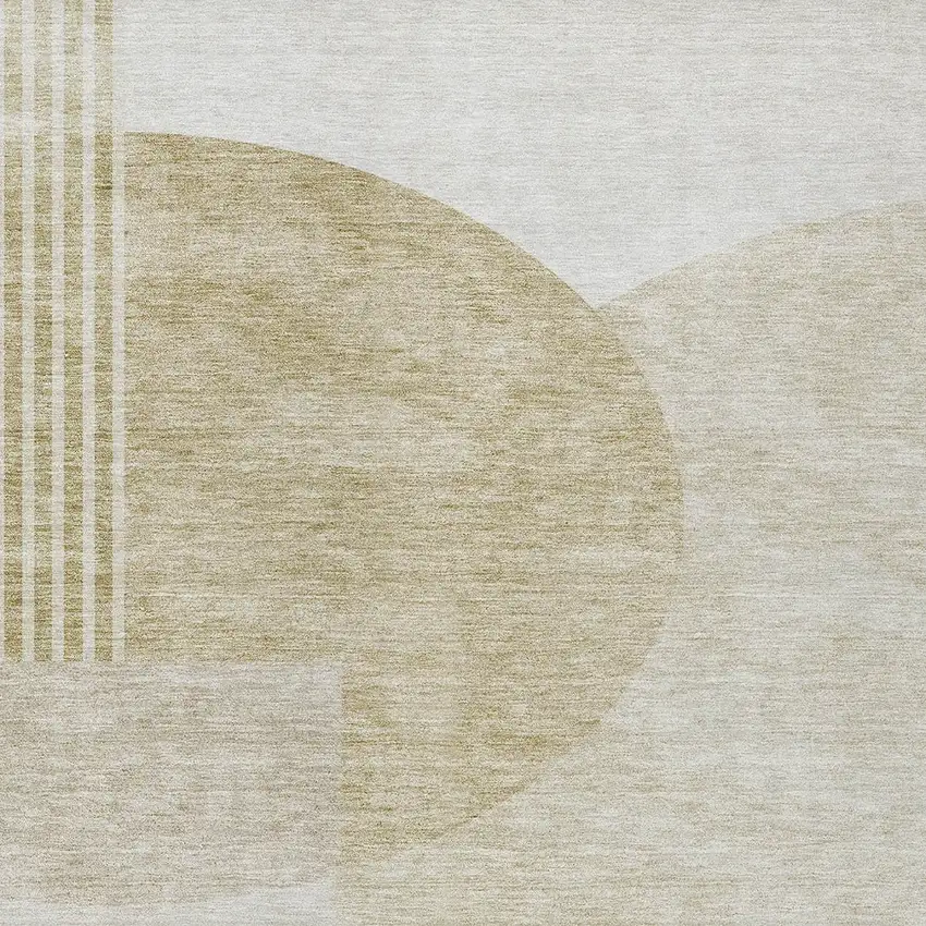 Brown Beige And Ivory Geometric Washable Indoor Outdoor Area Rug Photo 6